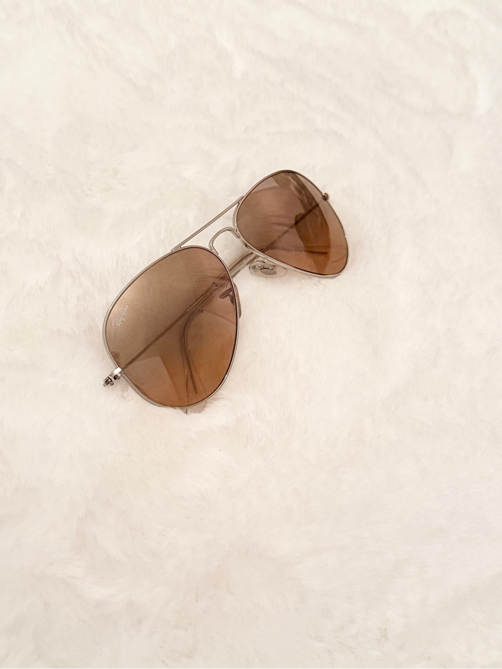 Authentic Ray-Ban Aviator Sunglasses with Brown Lenses and Silver Frame